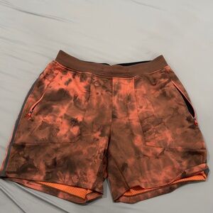 Orange and Brown Tie-Dye Shorts 7”
